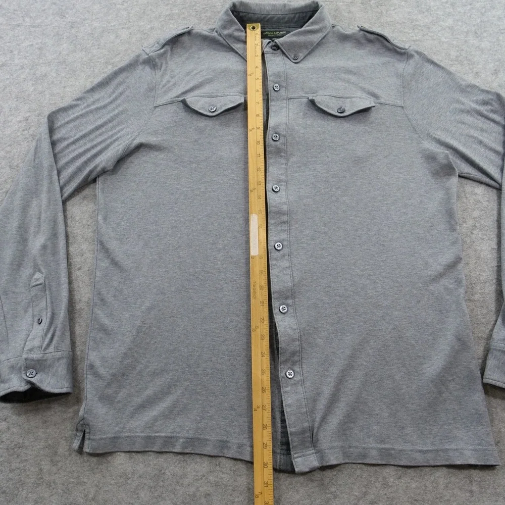 Banana Republic Shirt Mens Extra Large Gray Button Luxury Touch Long Sleeve
